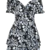 Black Floral Playsuit