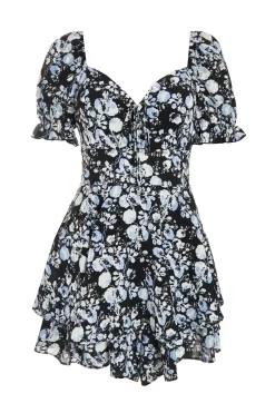 Black Floral Playsuit