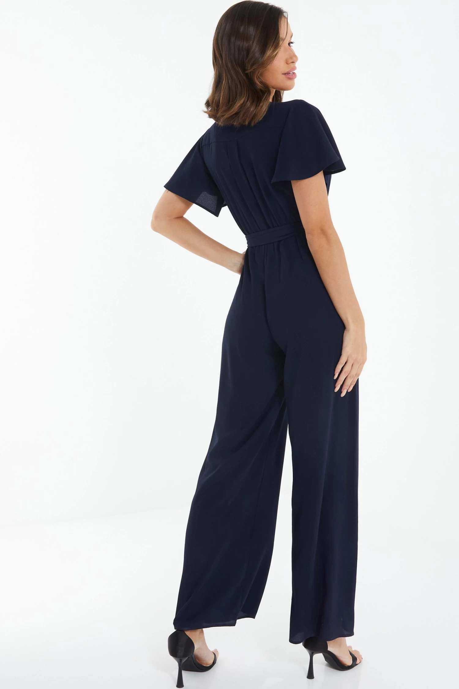 Navy Wrap Wide Leg Jumpsuit 3 Navy Wrap Wide Leg Jumpsuit - Image 3