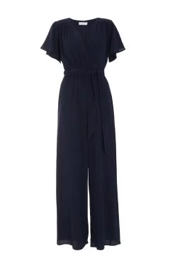 Navy Wrap Wide Leg Jumpsuit