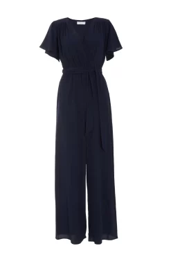 Navy Wrap Wide Leg Jumpsuit