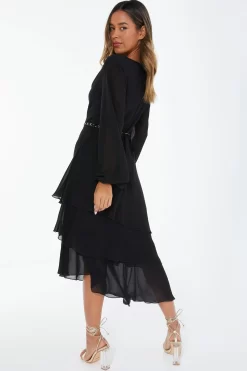 Black Long Sleeve Tiered Midi Dress 8 Black Long Sleeve Tiered Midi Dress -Women Clothing Sale 00100039359 XB scaled