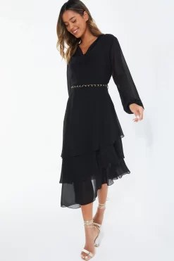 Black Long Sleeve Tiered Midi Dress 9 Black Long Sleeve Tiered Midi Dress -Women Clothing Sale 00100039359 XS scaled