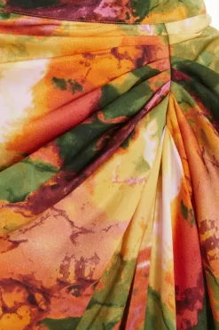 Multicoloured Satin Marble Print Ruched Midi Skirt -Women Clothing Sale 00100039373 ZS scaled