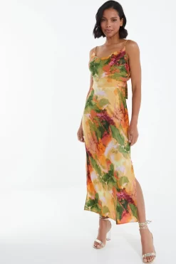 Multicoloured Satin Marble Print Midaxi Dress -Women Clothing Sale 00100039374 XS scaled