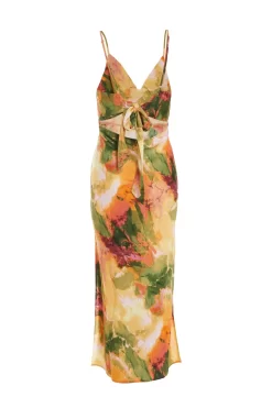 Multicoloured Satin Marble Print Midaxi Dress -Women Clothing Sale 00100039374 ZB scaled