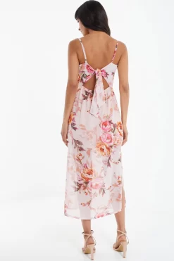 Pink Floral Tie Back Midaxi Dress 8 Pink Floral Tie Back Midaxi Dress -Women Clothing Sale 00100039438 XB scaled