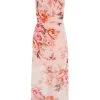 Pink Floral Tie Back Midaxi Dress