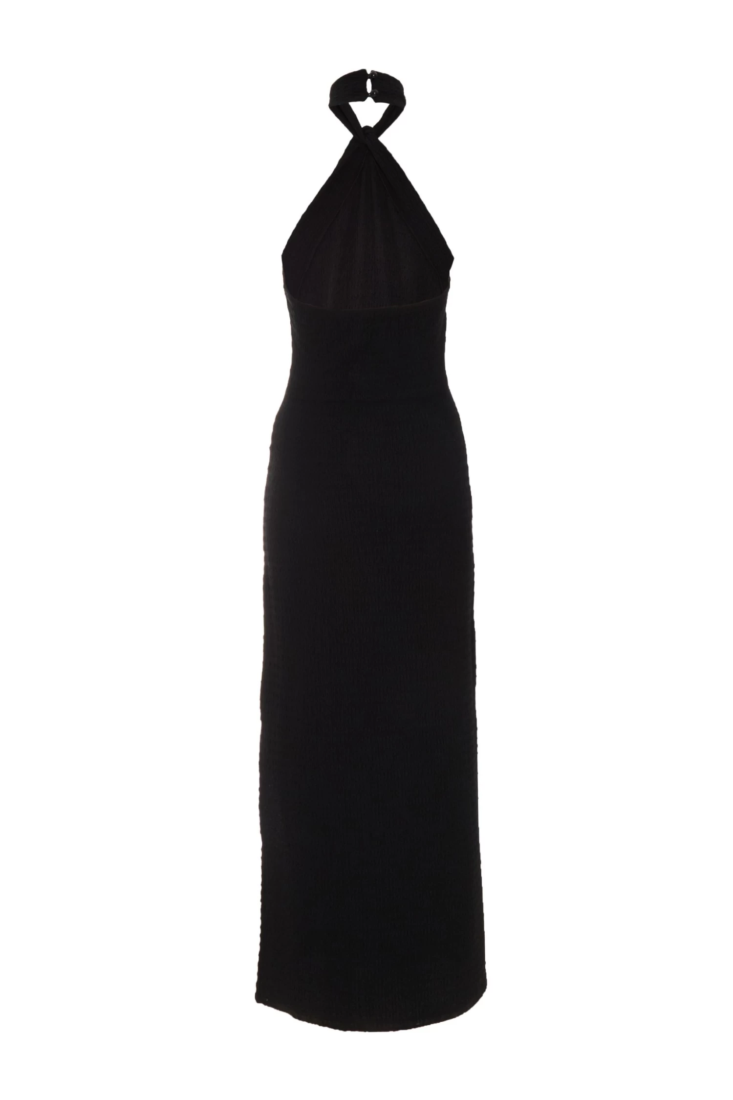 Petite Black Halterneck Textured Maxi Dress 5 Petite Black Halterneck Textured Maxi Dress - Image 5