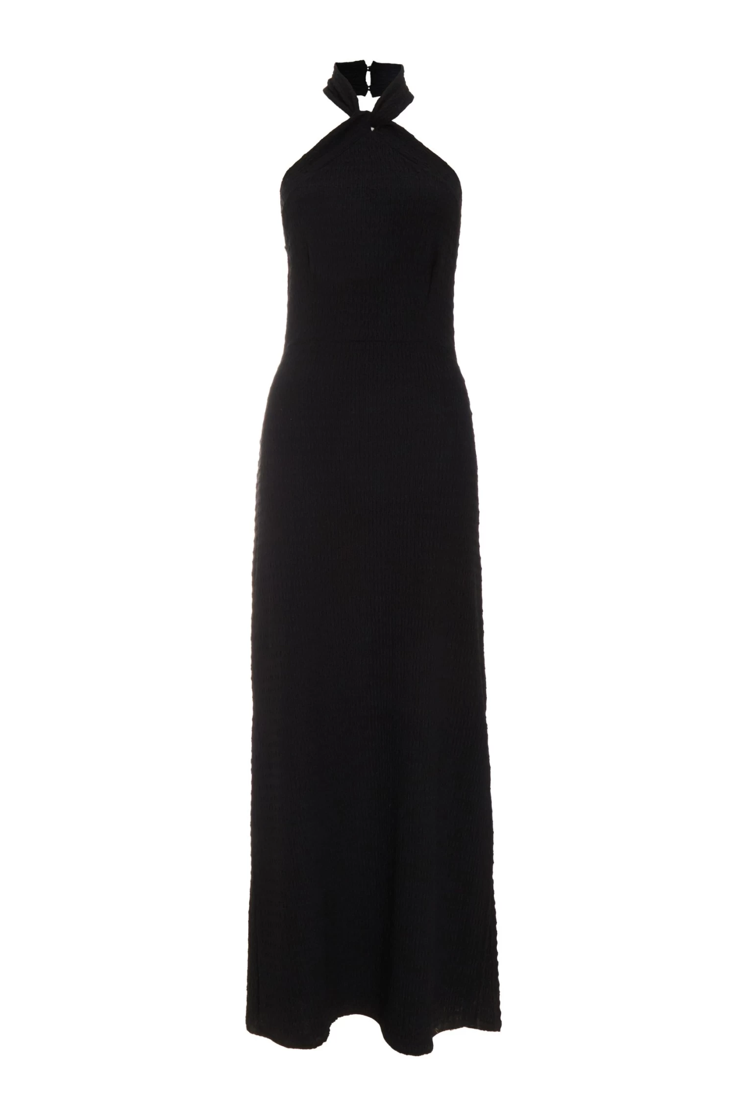 Petite Black Halterneck Textured Maxi Dress 1 Petite Black Halterneck Textured Maxi Dress