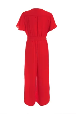 Red Wrap Culotte Jumpsuit -Women Clothing Sale 00100039466 ZB scaled