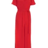 Red Wrap Culotte Jumpsuit