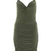 Khaki Knot Front Mini Dress