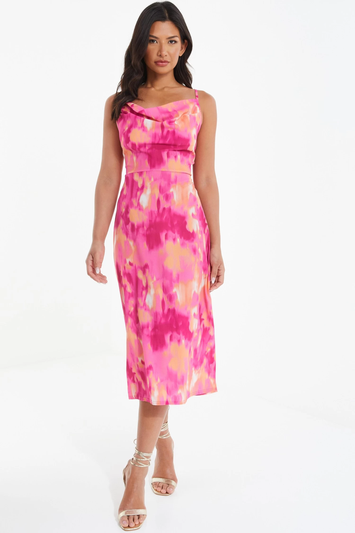 Pink Marble Tie Back Midi Dress 2 Pink Marble Tie Back Midi Dress - Image 2