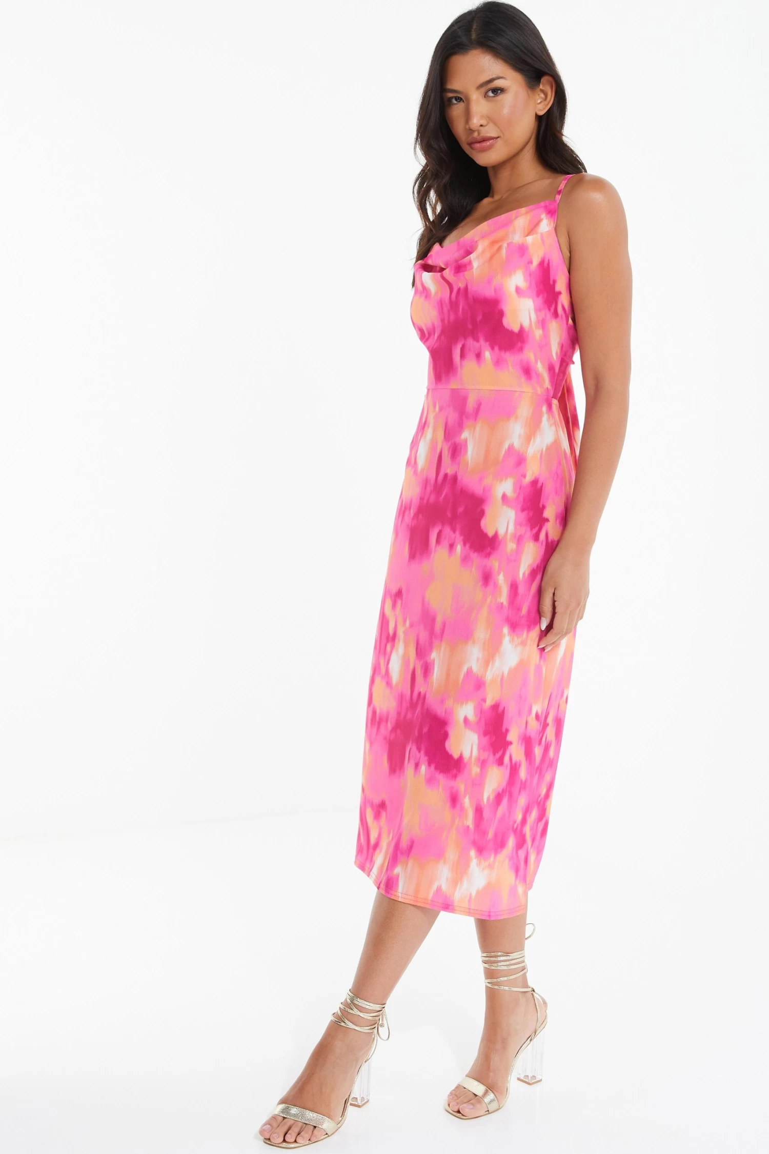 Pink Marble Tie Back Midi Dress 4 Pink Marble Tie Back Midi Dress - Image 4
