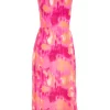 Pink Marble Tie Back Midi Dress