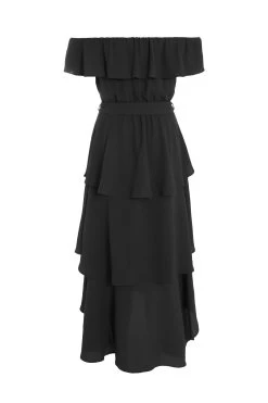 Black Bardot Dip Hem Midi Dress -Women Clothing Sale 00100039505 ZB