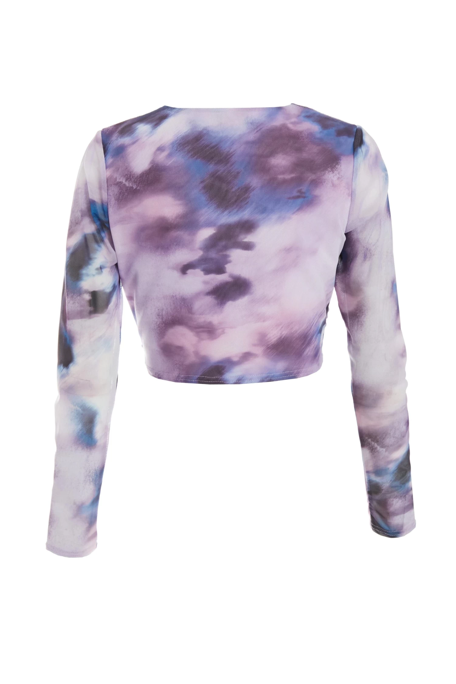 Purple Marble Print Mesh Crop Top 5 Purple Marble Print Mesh Crop Top - Image 5