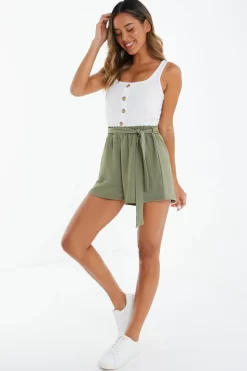 Khaki Button Front Playsuit -Women Clothing Sale 00100039802 XS scaled