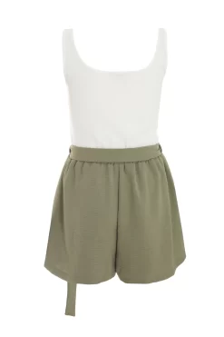 Khaki Button Front Playsuit -Women Clothing Sale 00100039802 ZB scaled